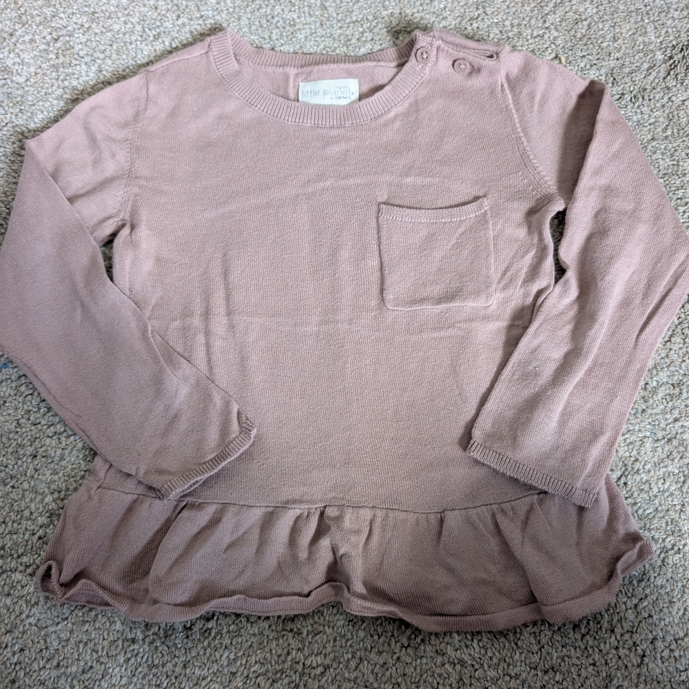 Pink Long Sleeve Peplum Top
